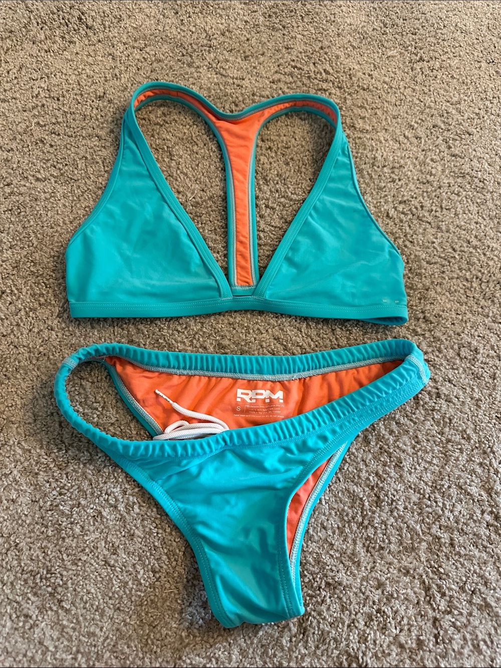 Teal and Orange Racerback Bikini